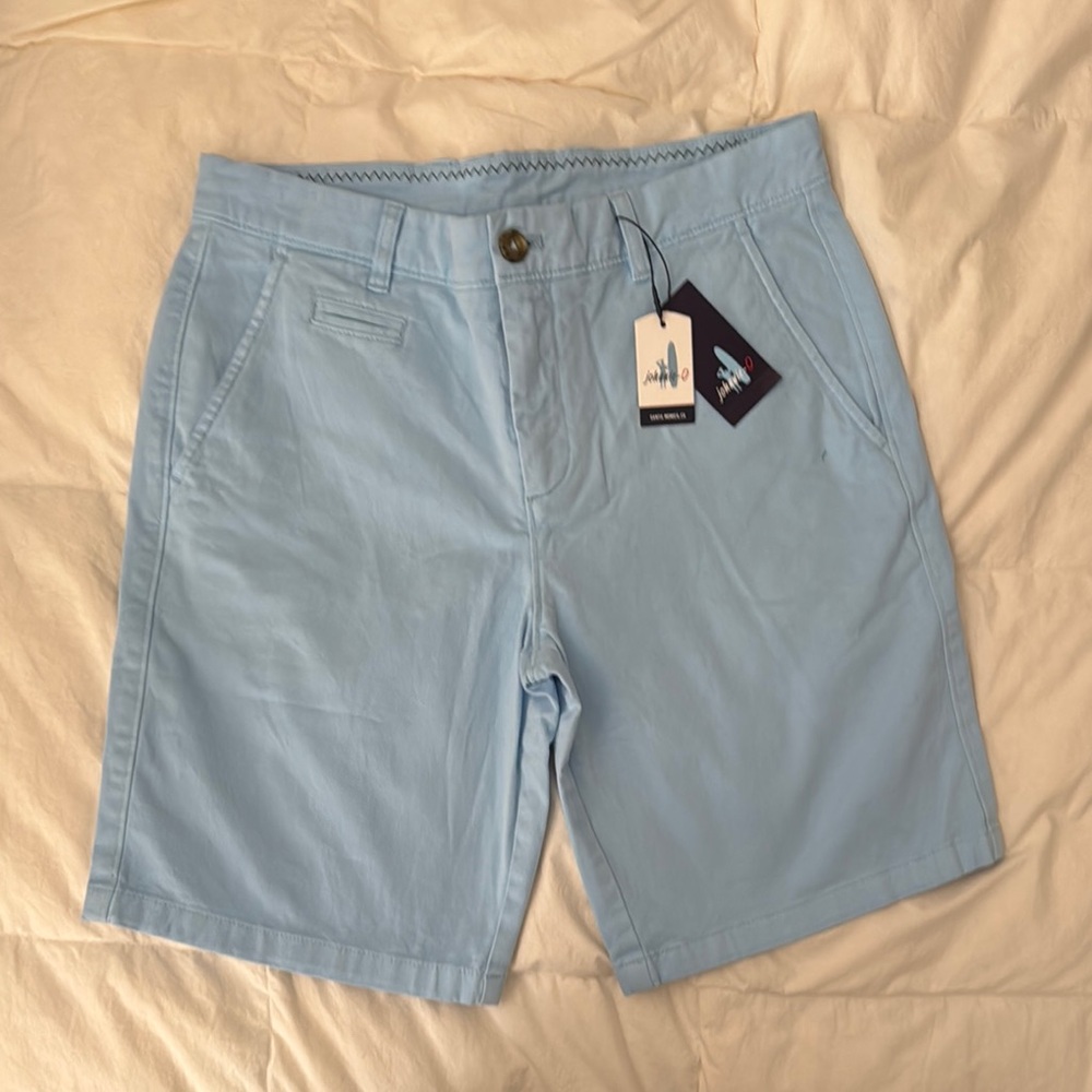 NWT Johnnie-O Boys flat front shorts in  Dawn (light blue). Size 16